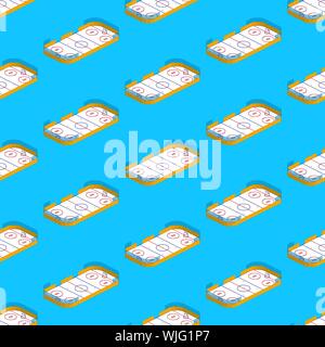 Tema di Hockey seamless pattern con vista isometrica hockey ghiaccio. Illustrazione Vettoriale. Illustrazione Vettoriale