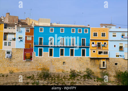 Case colorate in Villajoyosa La Vila Joiosa Alicante al Mediterraneo Spagna Foto Stock