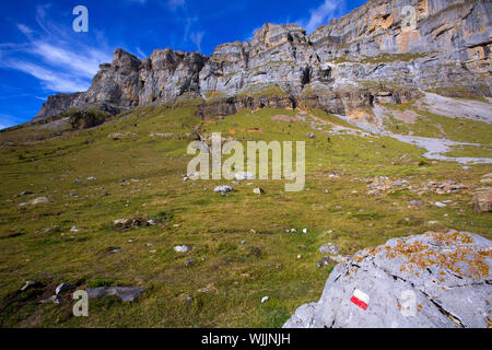 Circo de Soaso Monte Perdido in Ordesa Valley a Huesca Pirenei aragonesi, Spagna Foto Stock