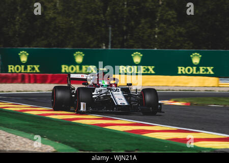 #99, Antonio Giovinazzi, ITA, Alfa Romeo, in azione durante il Gran Premio del Belgio a Spa Francorchamps Foto Stock