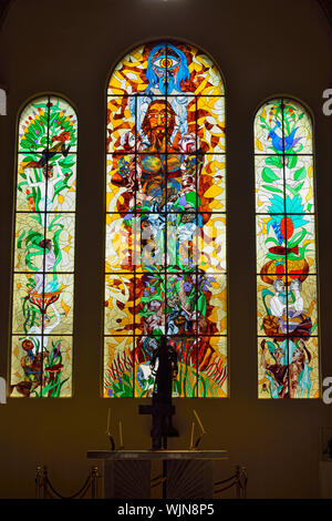 La Iglesia San Francisco de Paul - vetro macchiato interno, La Habana (Avana), La Habana, Cuba Foto Stock