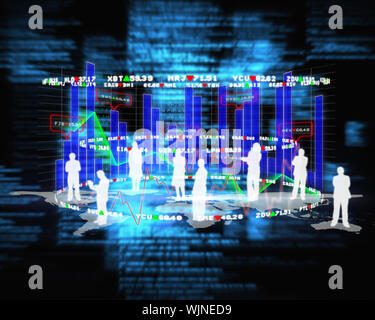 Business interface contro blu testi sfocata Foto Stock