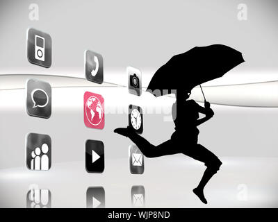 Immagine composita della futuristica le icone delle app su sfondo bianco Foto Stock