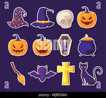 Set di icone tradizionali di halloween illustrazione vettoriale design Illustrazione Vettoriale