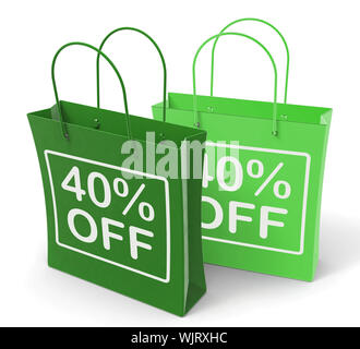 Quaranta percento di sconto su Shopping Bags mostra 40 occasioni Foto Stock