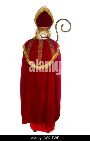 Lato posteriore da olandese Sinterklaas isolato su bianco Foto Stock