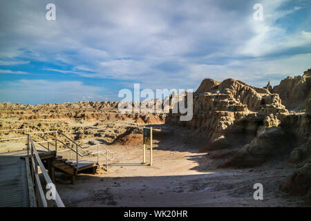 Una splendida vista del paesaggio roccioso del Parco nazionale Badlands, Dakota del Sud Foto Stock