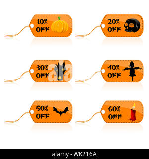 Illustratin del set di halloween tag di sconto Foto Stock