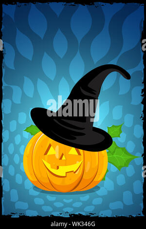 Illustrazione della zucca di Halloween su sfondo a trama Foto Stock