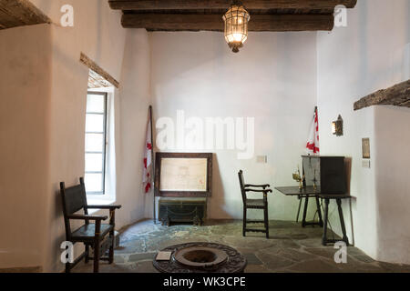 Vista interna spagnola di Palazzo del Governatore in San Antonio, Texas Foto Stock