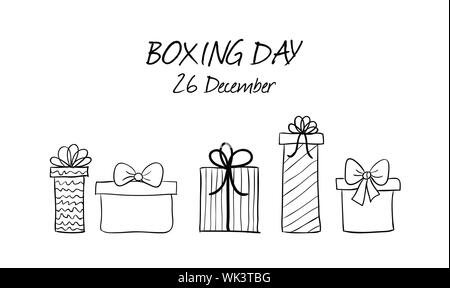 Boxing day disegnati a mano vector modello di pagina di intestazione Illustrazione Vettoriale