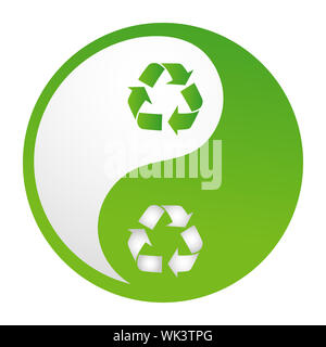 Illustrazione di riciclare yinyang su sfondo bianco Foto Stock