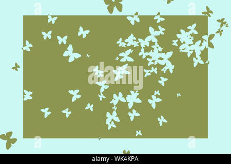Generati digitalmente stencil butterfly design pattern in verde e blu Foto Stock