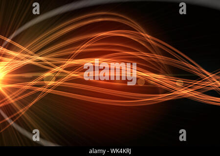 Generati digitalmente curve di luce laser design in Orange Foto Stock