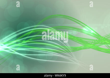 Generati digitalmente curve di luce laser design in verde Foto Stock