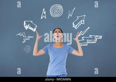 Immagine composita di infastiditi brunette gesti contro il bollino grigio Foto Stock