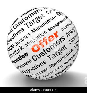 Offerta sfera definizione mostra prezzi speciali sconti o promozioni Foto Stock