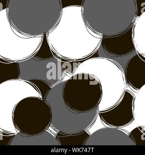 Seamless doodle pattern. Round doodle modelli di bianco, nero e grigio Illustrazione Vettoriale