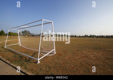 Football goal on a practice pitch Stock Photo