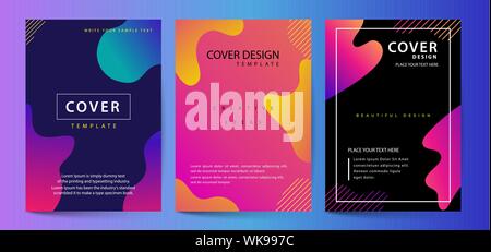 Fluido di coperchi di colore impostato. Cupola colorata con forme geometriche di composizione. Elegante design minimale. Illustrazione Vettoriale