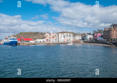 Vista su tutta la Baia di Oban Oban Argyll a Pier Argyll & Bute Scozia Scotland Foto Stock