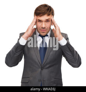 Sottolineato buisnessman insegnante o di avere mal di testa Foto Stock