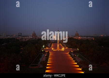 High angle view of Government building at night, Rashtrapati Bhavan, New Delhi, India Stock Photo