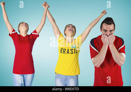 Immagine composita di tifosi contro il bollino blu Foto Stock