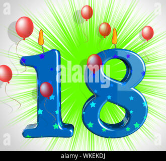 Numero parte diciotto mostra Teen Compleanno o decorazione Foto Stock