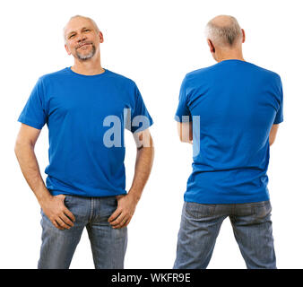 Foto di un uomo nella sua metà degli anni quaranta indossando un fustellato maglietta blu. Pronto per il tuo progetto o di opere d'arte. Foto Stock