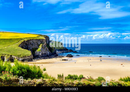 Mawgan Porth Beach in Cornwall, Regno Unito Foto Stock