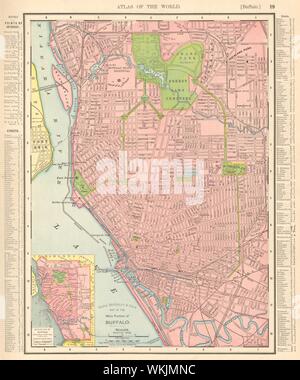 Città di Buffalo city map piano. Lo stato di New York. RAND MCNALLY 1906 antica Foto Stock