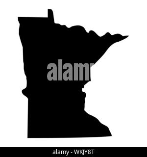 Minnesota sagoma scura mappa isolati su sfondo bianco Illustrazione Vettoriale