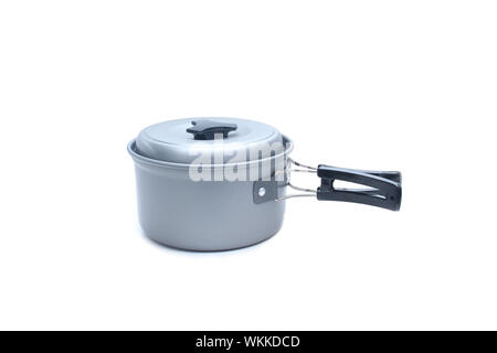 Camping pot isolato su sfondo bianco Foto Stock