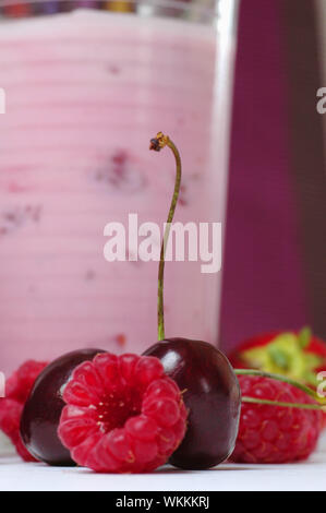 Yogurt con rapsberries Foto Stock