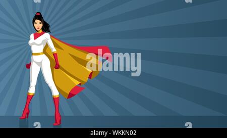 Superheroine asiatici luce raggi Illustrazione Vettoriale