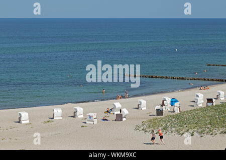 Spiaggia, Ahrenshoop, Meclemburgo-Pomerania Occidentale, Germania Foto Stock