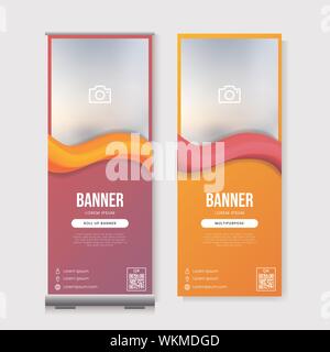 Set di moderno business roll up modello di pagina di intestazione vettore con gradiente di liquido sfondo astratto Illustrazione Vettoriale