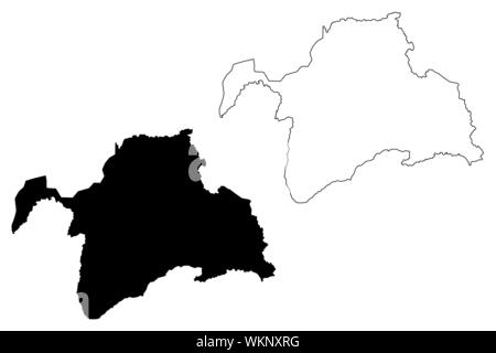 Gorno-Badakhshan Regione autonoma (Repubblica di Tagikistan, regioni del Tagikistan) mappa illustrazione vettoriale, scribble schizzo Kuhistani Badakshan Auton Illustrazione Vettoriale