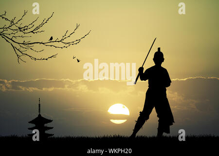 Uomo asiatico con la spada Foto Stock