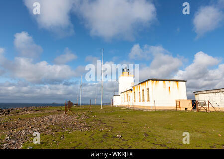 Eshaness Lighthouse, Northmavine penisola, Continentale, Shetland, Scotland, Regno Unito Foto Stock