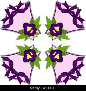Caleidoscopio di illustrazione - viola pansy flower. Caleidoscopio rosetta pattern raster illustrazione grafica Foto Stock