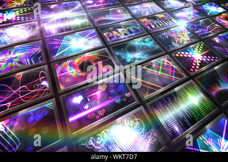 Generati digitalmente collage dello schermo che mostra immagini in discoteca Foto Stock