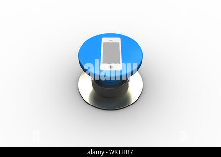 Immagine composita della grafica dello smartphone su blu pulsante Foto Stock