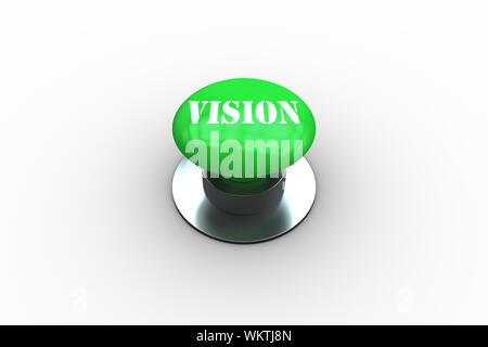 La parola visione sul generati digitalmente verde pulsante push Foto Stock