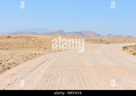 C14 road vicino al Canyon Kuiseb, Namibia con Gamsberg mountain a distanza Foto Stock