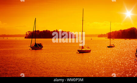 Un'immagine del rose island Baviera al tramonto Foto Stock