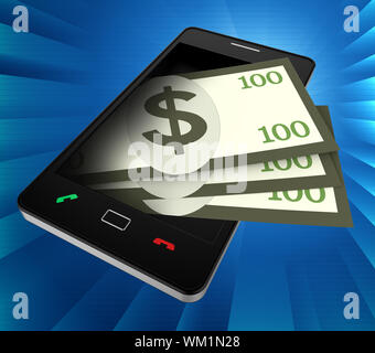 Telefono di dollari che mostra World Wide Web e Stati Uniti Foto Stock