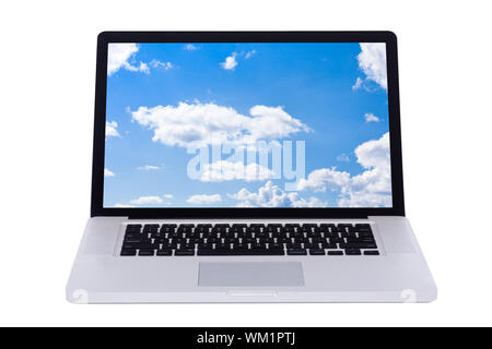 Natura carta da parati visualizzando in un bianco lo schermo del notebook Foto Stock