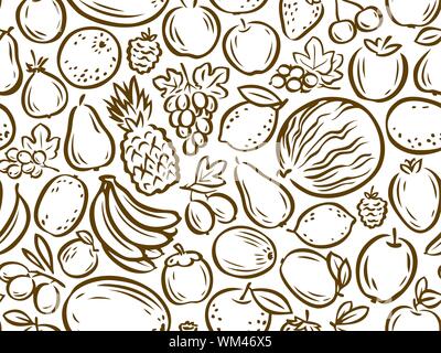 Frutta sfondo senza cuciture. Concetto di cibo naturale. Illustrazione vettoriale Illustrazione Vettoriale